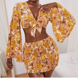 a floral suit.